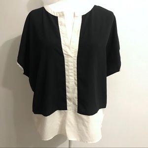 Vince Camuto Colorblock Blouse Tunic Medium Black